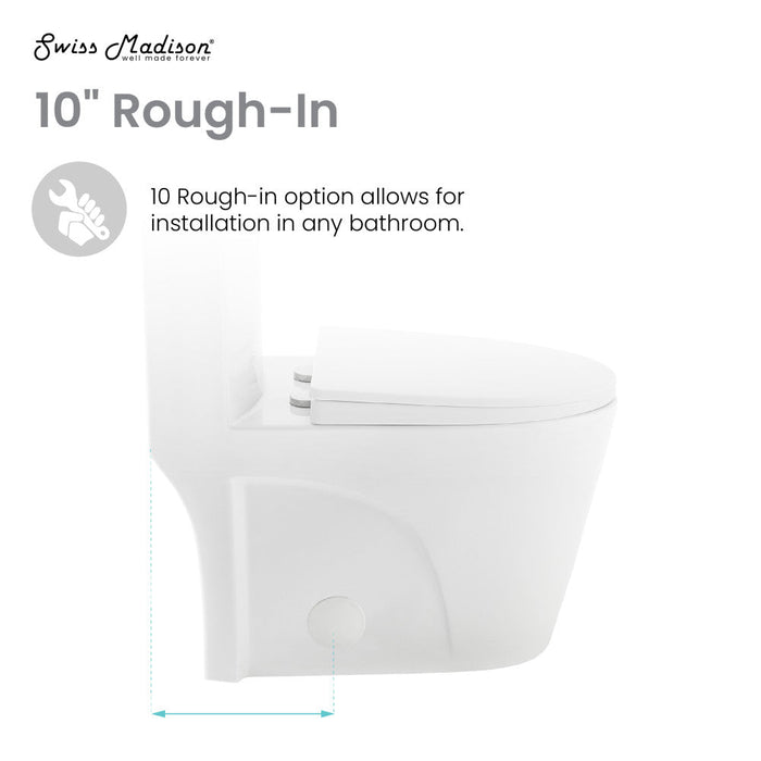 Swiss Madison St. Tropez One-Piece Elongated Toilet Left Side Flush, 10" Rough-In 1.28 gpf - SM-1T273