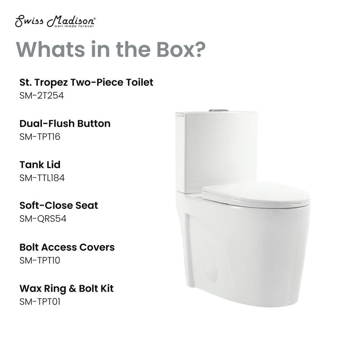 Swiss Madison St. Tropez Two-Piece Elongated Toilet Vortex™ Dual-Flush 1.1/1.6 gpf - SM-2T254