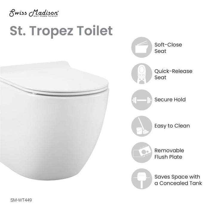 Swiss Madison St. Tropez Wall-Hung Elongated Toilet Bowl - SM-WT449