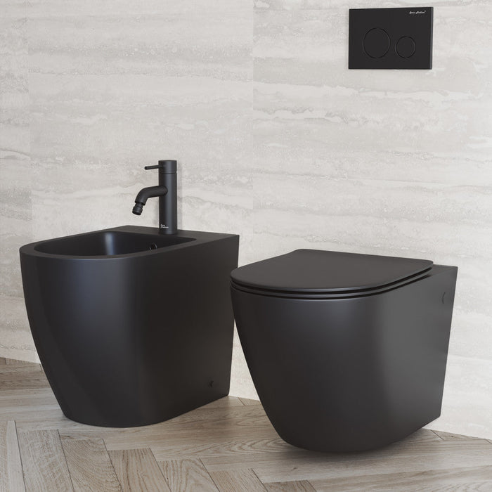 Swiss Madison St.Tropez Wall-Hung Elongated Toilet Bowl in Matte Black - SM-WT449MB