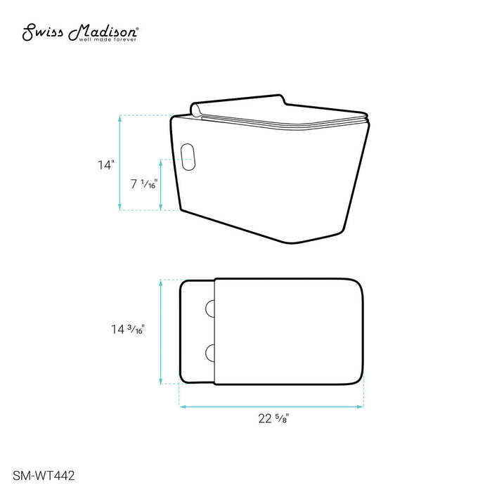 Swiss Madison Concorde Wall-Hung Square Toilet Bowl - SM-WT442