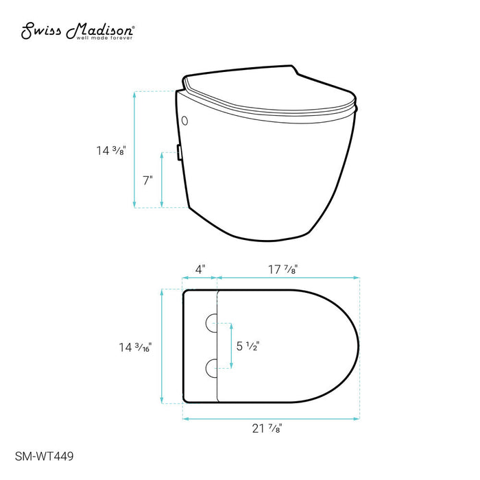 Swiss Madison St. Tropez Wall Hung Toilet Bundle (SM-WT449, SM-WC424, SM-WC001C) - SM-WK449