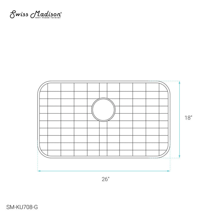 Swiss Madison Stainless Steel, Undermount Kitchen Sink Grid for 26 x 18 Sinks - SM-KU708-G