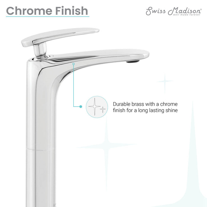 Swiss Madison Sublime Single Hole, Single-Handle, High Arc Bathroom Faucet in Chrome - SM-BF11C