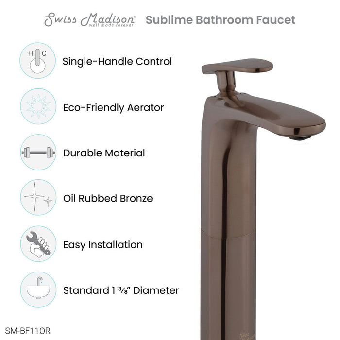 Swiss Madison Sublime Single Hole, Single-Handle, High Arc Bathroom Faucet in Oil Rubbed Bronze - SM-BF11OR