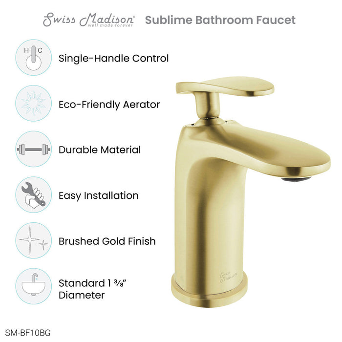 Swiss Madison Sublime Single Hole, Single-Handle, Bathroom Faucet in Brushed Gold - SM-BF10BG