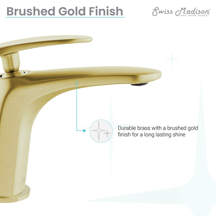 Swiss Madison Sublime Single Hole, Single-Handle, Bathroom Faucet in Brushed Gold - SM-BF10BG