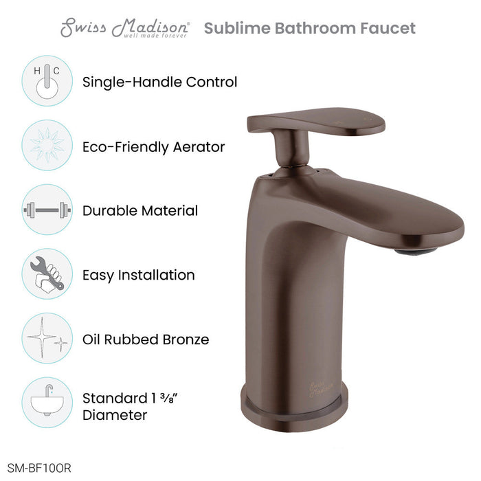 Swiss Madison Sublime Single Hole, Single-Handle, Bathroom Faucet in Oil Rubbed Bronze - SM-BF10OR