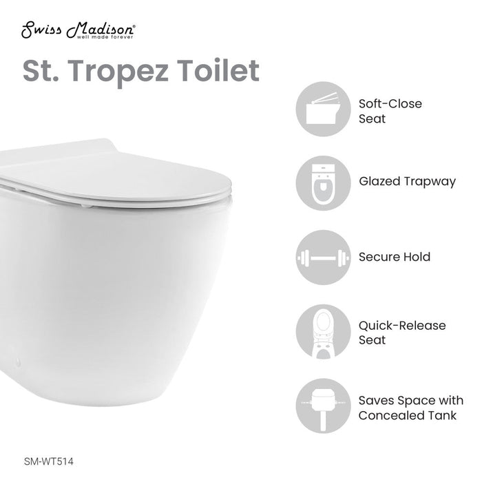 Swiss Madison St. Tropez Back-to-Wall Elongated Toilet Bowl - SM-WT514