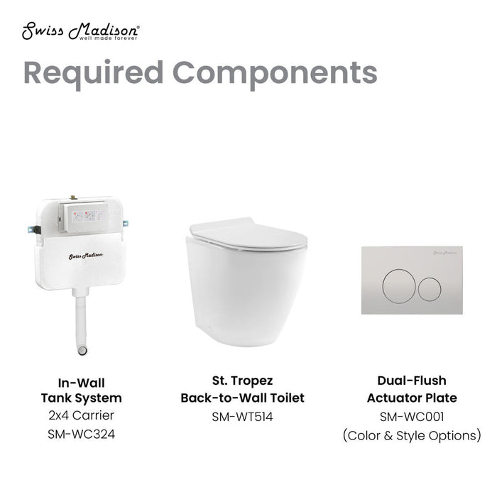 Swiss Madison St. Tropez Back-to-Wall Elongated Toilet Bowl - SM-WT514