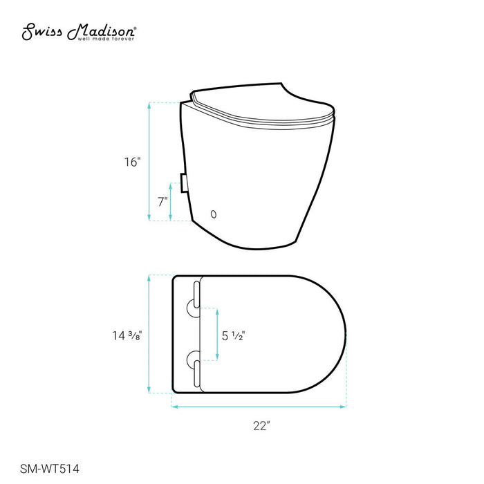 Swiss Madison St. Tropez Back-to-Wall Elongated Toilet Bowl - SM-WT514