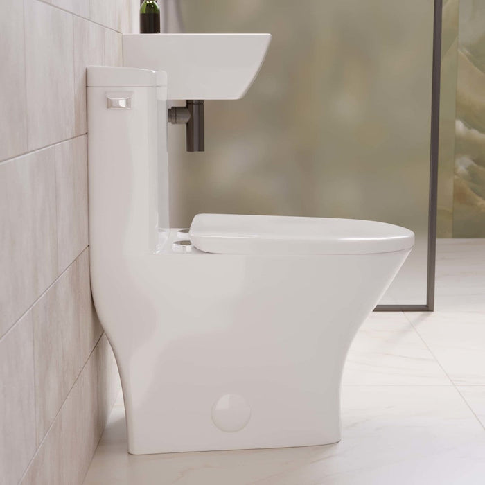 Swiss Madison Sublime II One-Piece Round Toilet with Left Side Flush, 10" Rough-In 1.28 gpf - SM-1T267