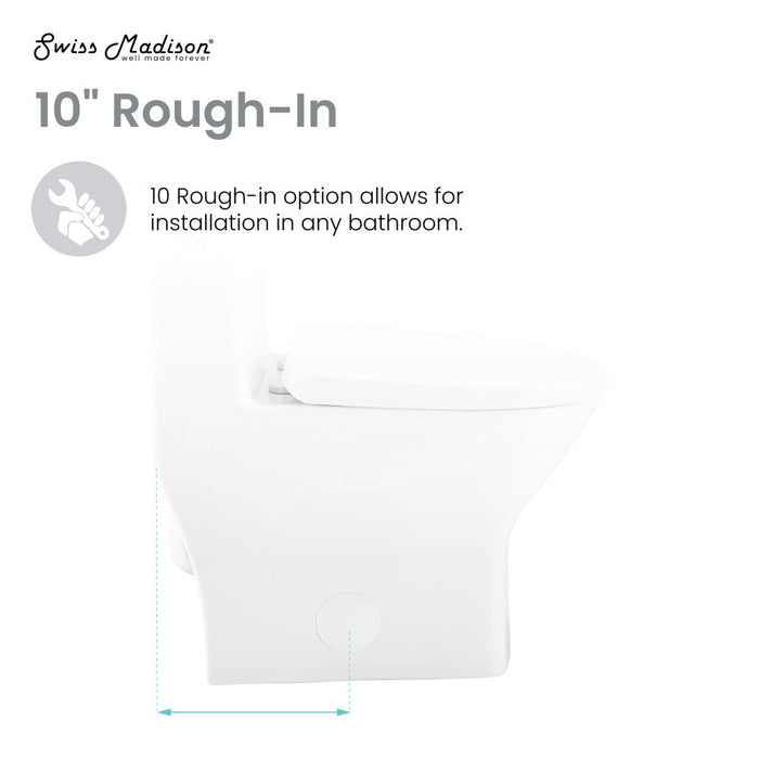 Swiss Madison Sublime II One-Piece Round Toilet with Left Side Flush, 10" Rough-In 1.28 gpf - SM-1T267