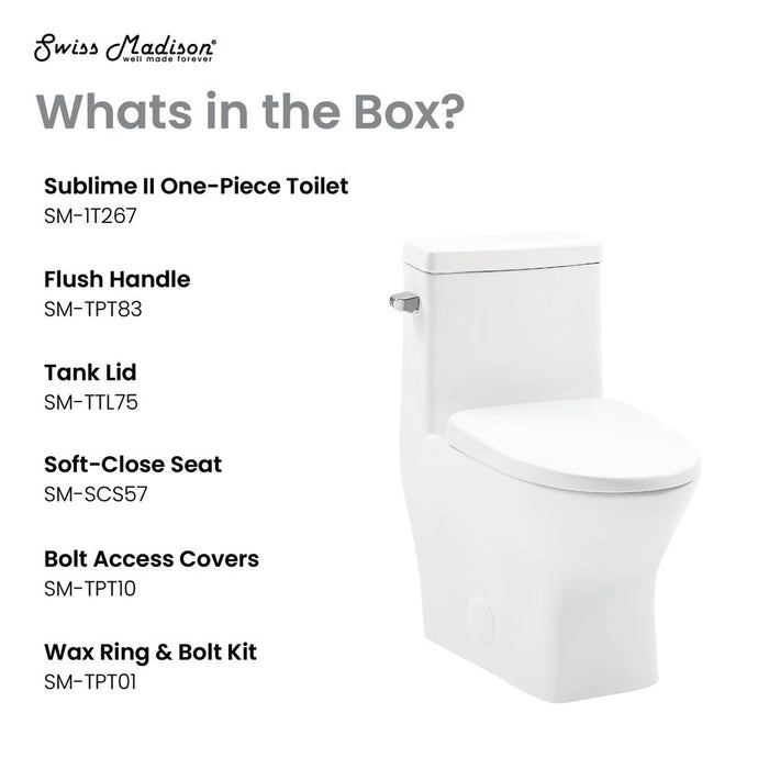 Swiss Madison Sublime II One-Piece Round Toilet with Left Side Flush, 10" Rough-In 1.28 gpf - SM-1T267