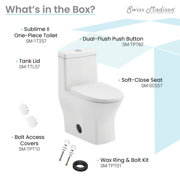 Swiss Madison Sublime II One-Piece Round Toilet Dual-Flush 1.1/1.6 gpf - SM-1T257