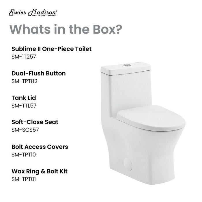 Swiss Madison Sublime II One-Piece Round Toilet Dual-Flush 1.1/1.6 gpf - SM-1T257