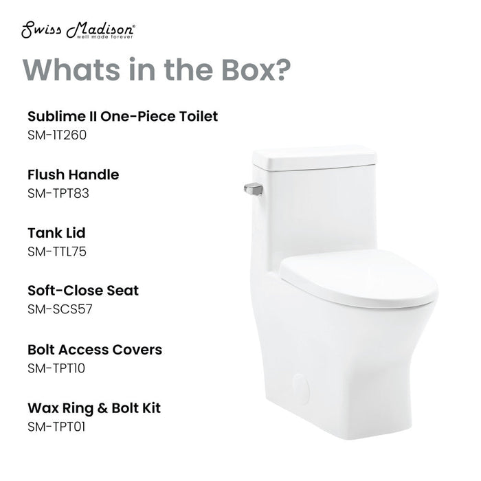 Swiss Madison Sublime II One-Piece Round Toilet Side Flush 1.28 GPF - SM-1T260