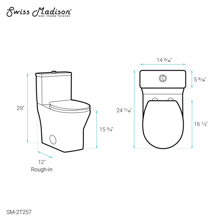 Swiss Madison Sublime II Two-Piece Round Toilet Dual-Flush 0.8/1.28 gpf - SM-2T257