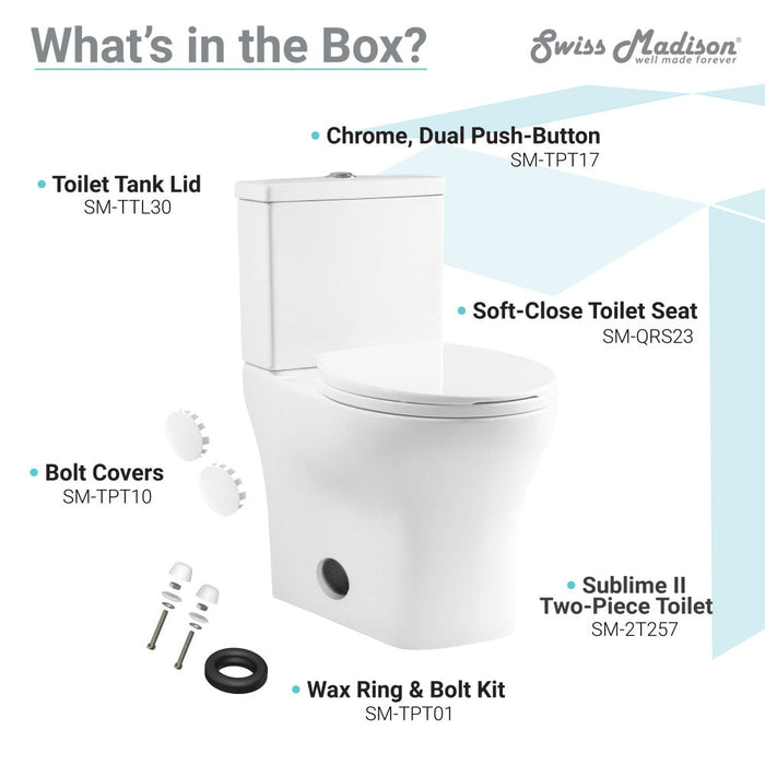 Swiss Madison Sublime II Two-Piece Round Toilet Dual-Flush 0.8/1.28 gpf - SM-2T257