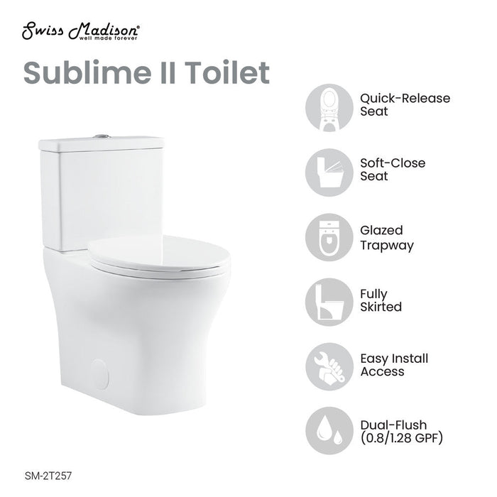 Swiss Madison Sublime II Two-Piece Round Toilet Dual-Flush 0.8/1.28 gpf - SM-2T257