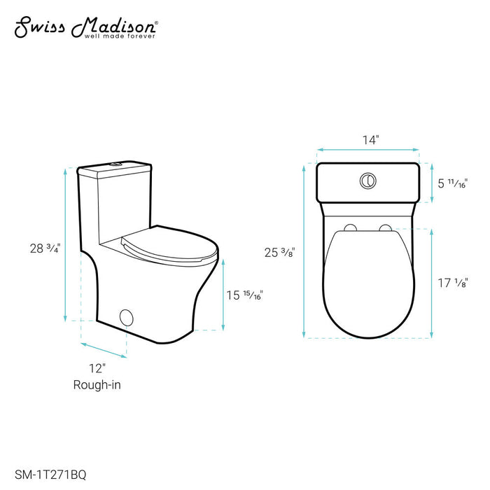 Swiss Madison Sublime III One-Piece Round Toilet Vortex™ Dual-Flush 0.95/1.26 gpf in Bisque - SM-1T271BQ