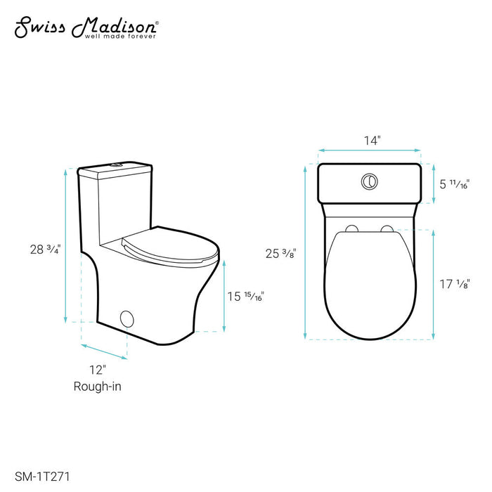 Swiss Madison Sublime III One-Piece Round Toilet Vortex™ Dual-Flush 0.95/1.26 gpf - SM-1T271