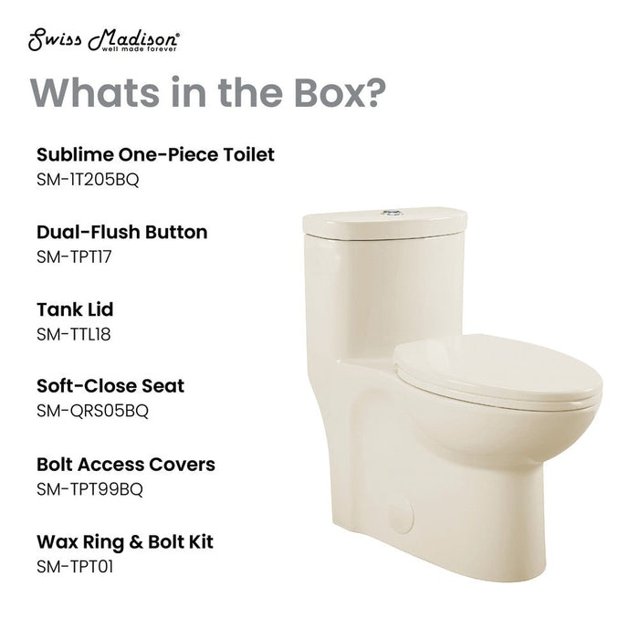 Swiss Madison Sublime One-Piece Elongated Dual-Flush Toilet in Bisque 1.1/1.6 gpf - SM-1T205BQ