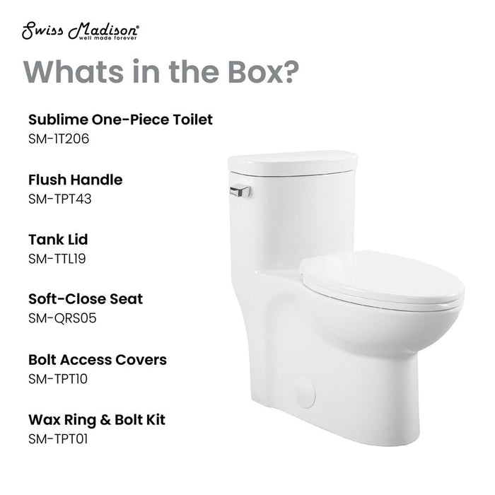 Swiss Madison Sublime One-Piece Elongated Left Side Flush Handle Toilet 1.28 gpf - SM-1T206