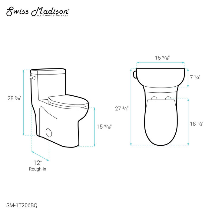 Swiss Madison Sublime One-Piece Elongated Left Side Flush Handle Toilet in Bisque 1.28 gpf - SM-1T206BQ