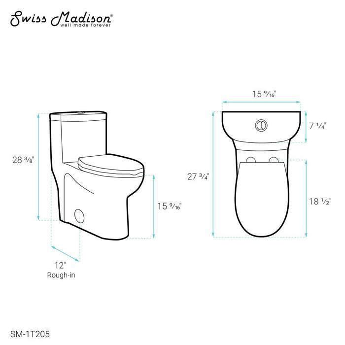 Swiss Madison Sublime One-Piece Elongated Toilet Dual-Flush 1.1/1.6 gpf - SM-1T205