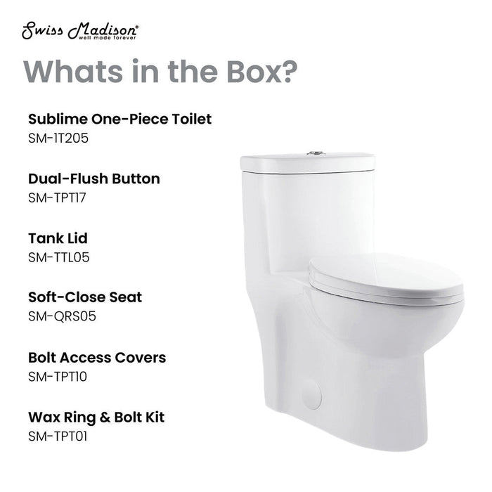 Swiss Madison Sublime One-Piece Elongated Toilet Dual-Flush 1.1/1.6 gpf - SM-1T205