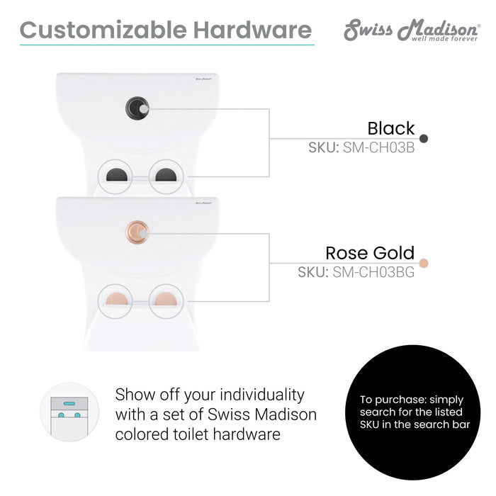 Swiss Madison Sublime One Piece Elongated Toilet Dual Flush, Rose Gold Hardware 1.1/1.6 gpf - SM-1T205HBG