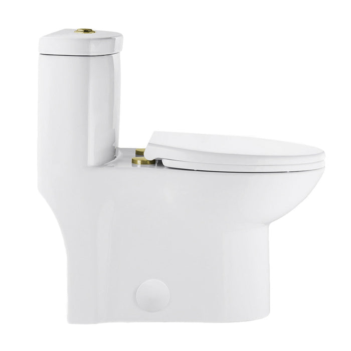 Swiss Madison Sublime One Piece Elongated Toilet Dual Flush, Brushed Gold Hardware 1.1/1.6 gpf - SM-1T205HG