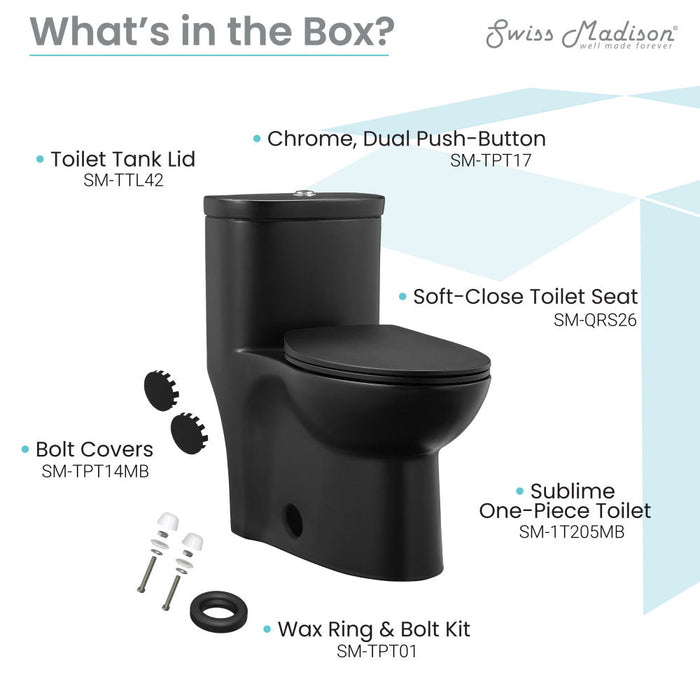 Swiss Madison Sublime One-Piece Elongated Toilet Dual-Flush in Matte Black 1.1/1.6 gpf - SM-1T205MB