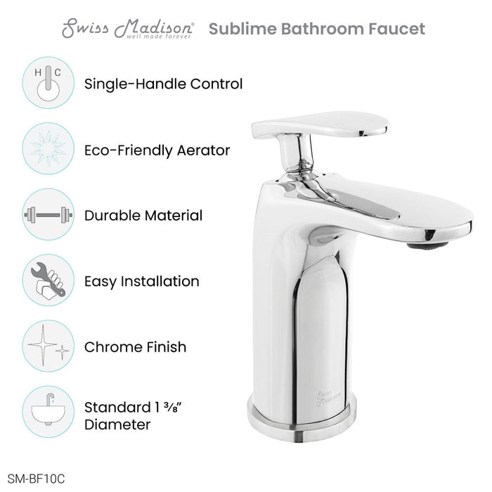 Swiss Madison Sublime Single Hole, Single-Handle, Bathroom Faucet in Chrome - SM-BF10C