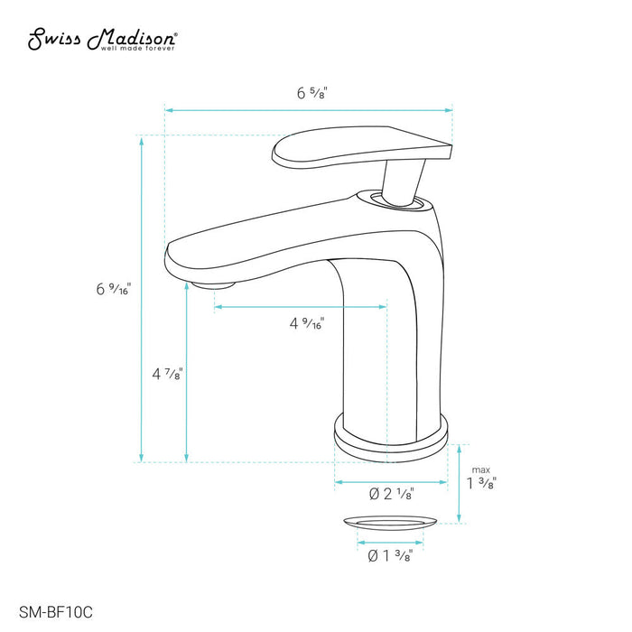 Swiss Madison Sublime Single Hole, Single-Handle, Bathroom Faucet in Chrome - SM-BF10C