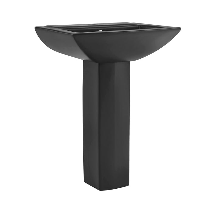 Swiss Madison Sublime Square Two-Piece Pedestal Sink in Matte Black - SM-PS306MB