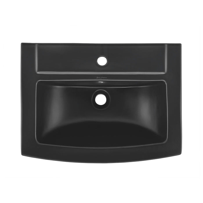 Swiss Madison Sublime Square Two-Piece Pedestal Sink in Matte Black - SM-PS306MB