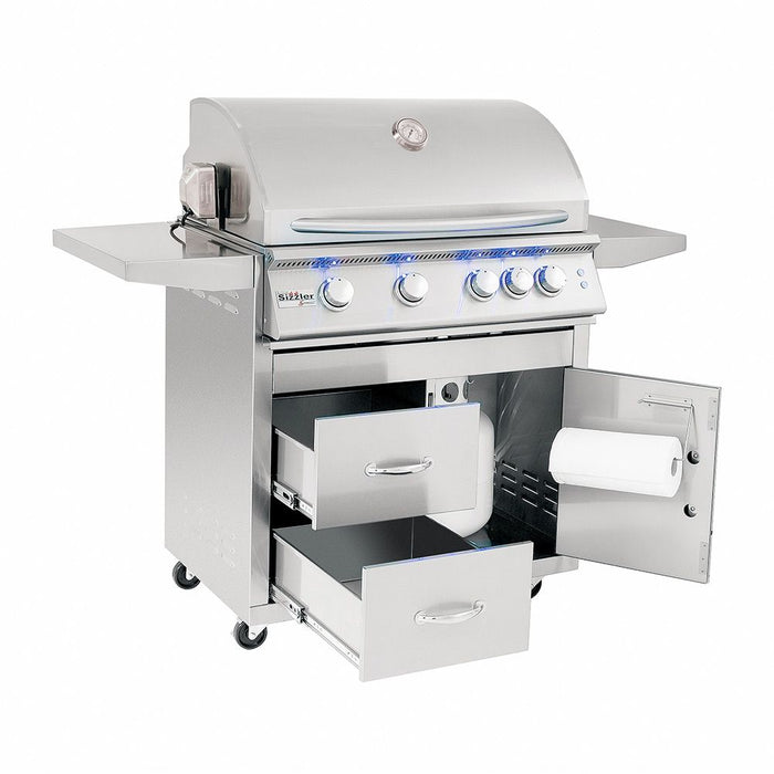 Summerset SIZPRO32-CART-SIZ32 Sizzler Pro Series Gas Grill On Deluxe Cart, 32-Inch SIZPRO32-CART-SIZ32-Config