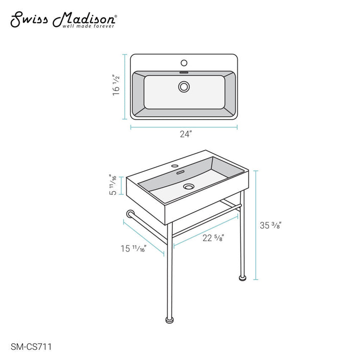 Swiss Madison Swiss Madison Well Made Forever SM-SK711-10C - Claire 24 Ceramic Console Sink Bundle - SM-SK711-10C