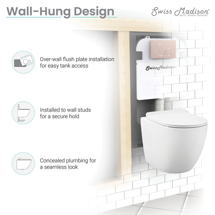 Swiss Madison Swiss Madison Well Made Forever SM-WK449-01W - St. Tropez Wall Hung Toilet Bundle, Glossy White - SM-WK449-01W