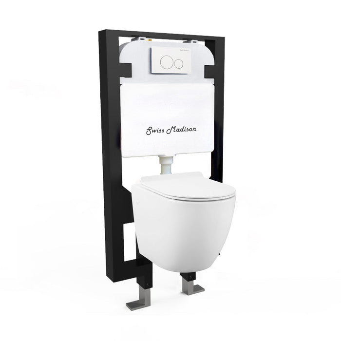 Swiss Madison Swiss Madison Well Made Forever SM-WK449-01W - St. Tropez Wall Hung Toilet Bundle, Glossy White - SM-WK449-01W