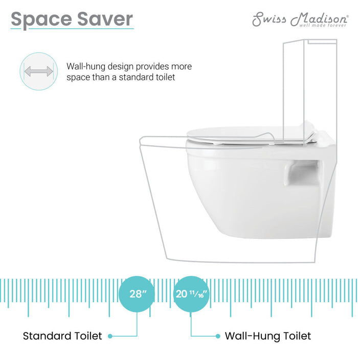 Swiss Madison Swiss Madison Well Made Forever SM-WK450-01C - Ivy Wall Hung Elongated Toilet Bundle, Glossy White - SM-WK450-01C