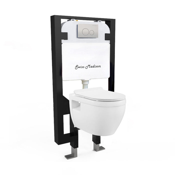 Swiss Madison Swiss Madison Well Made Forever SM-WK450-01C - Ivy Wall Hung Elongated Toilet Bundle, Glossy White - SM-WK450-01C