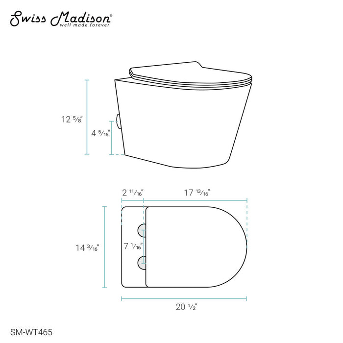 Swiss Madison Swiss Madison Well Made Forever SM-WK465-01C - Calice Wall-Hung Round Toilet Bundle, Glossy White - SM-WK465-01C