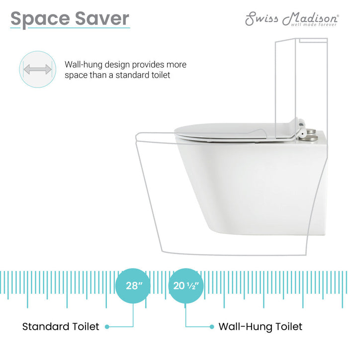 Swiss Madison Swiss Madison Well Made Forever SM-WK465-01C - Calice Wall-Hung Round Toilet Bundle, Glossy White - SM-WK465-01C