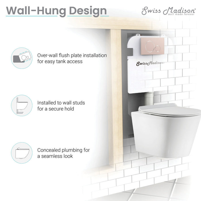 Swiss Madison Swiss Madison Well Made Forever SM-WK465-01C - Calice Wall-Hung Round Toilet Bundle, Glossy White - SM-WK465-01C