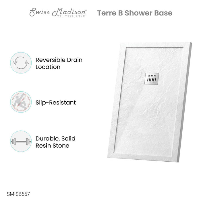 Swiss Madison Terre B Series 48" x 32" Reversible Drain Shower Base - SM-SB557