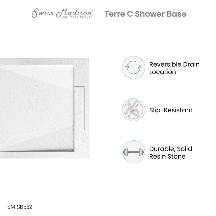 Swiss Madison Terre C Series 36" x 36" Reversible Drain Shower Base - SM-SB552