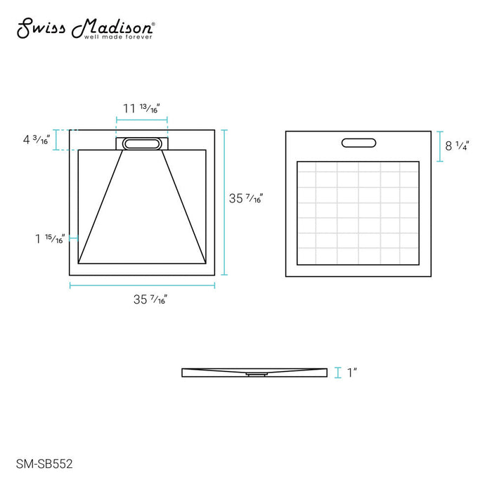 Swiss Madison Terre C Series 36" x 36" Reversible Drain Shower Base - SM-SB552